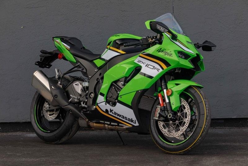 Kawasaki Ninja ZX-10R sports bike in signature green color