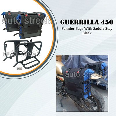 Royal Enfield Guerrilla 450 black pannier bags with saddle stay
