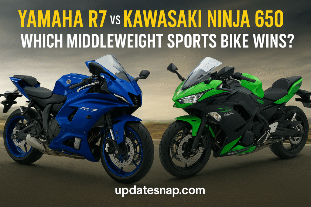 Yamaha R7 vs Kawasaki Ninja 650 side by side comparison on highway