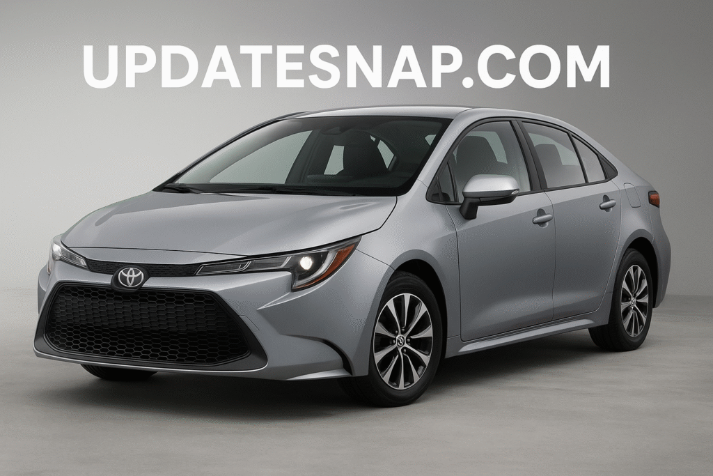 Toyota Corolla front view showcasing modern design and LED headlights