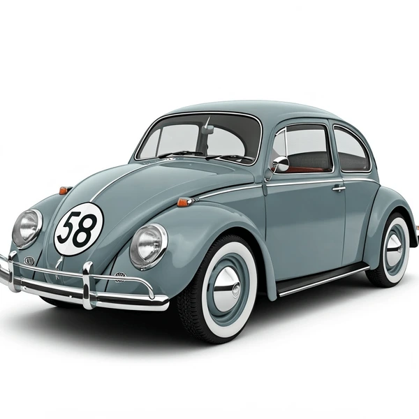 Cars and bikes classic icon featuring a vintage Volkswagen Beetle, showing timeless car design, simple engineering, and long-lasting global popularity